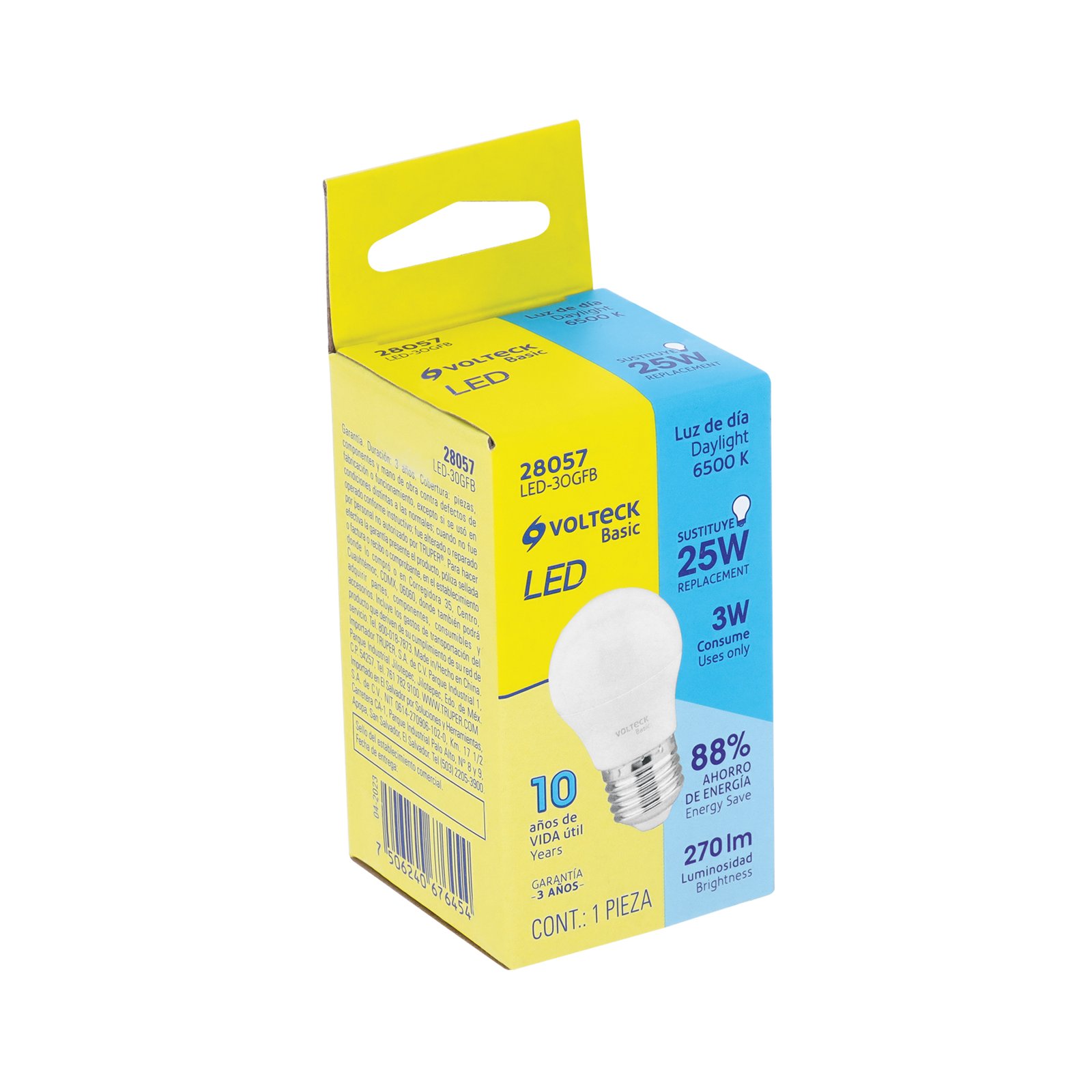 Lámpara de LED tipo bulbo G45 3 W